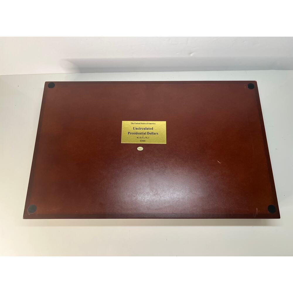 United States Presidential Dollar Coin Display Case Cherry Red Wood Danbury Mint